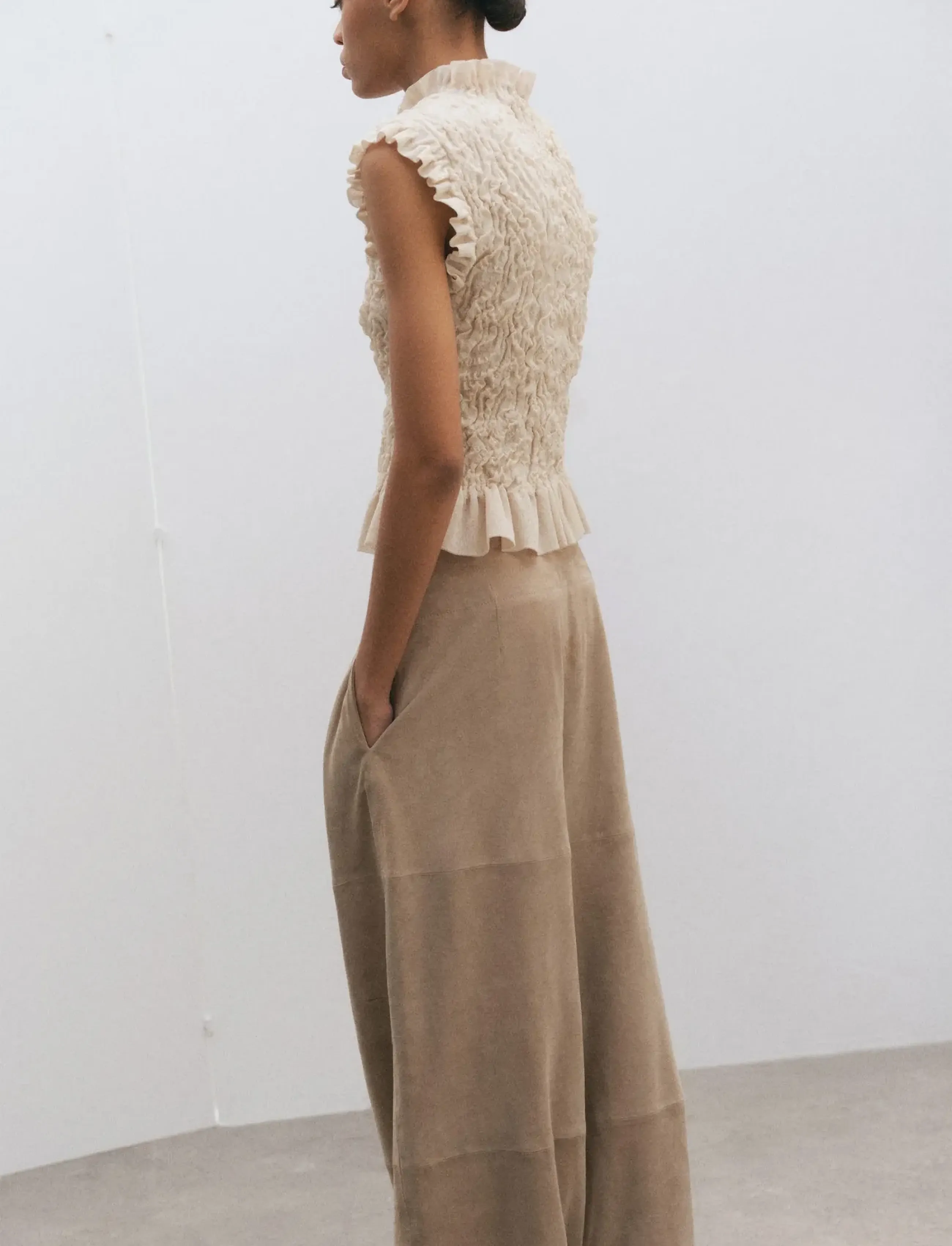 Mango - Textured knit top - linnen - light beige - 2