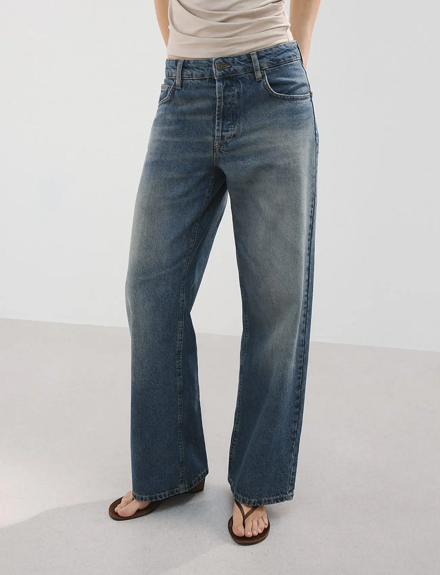 Mango - Straight low-waist jeans - raka jeans - open blue - 0