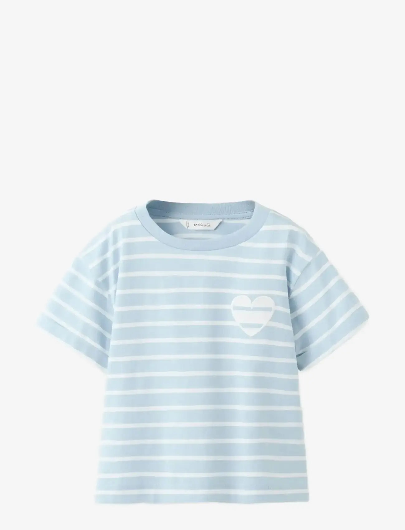 Mango - Striped t-shirt with embroidered detail - kortærmede t-shirts - lt-pastel blue - 0