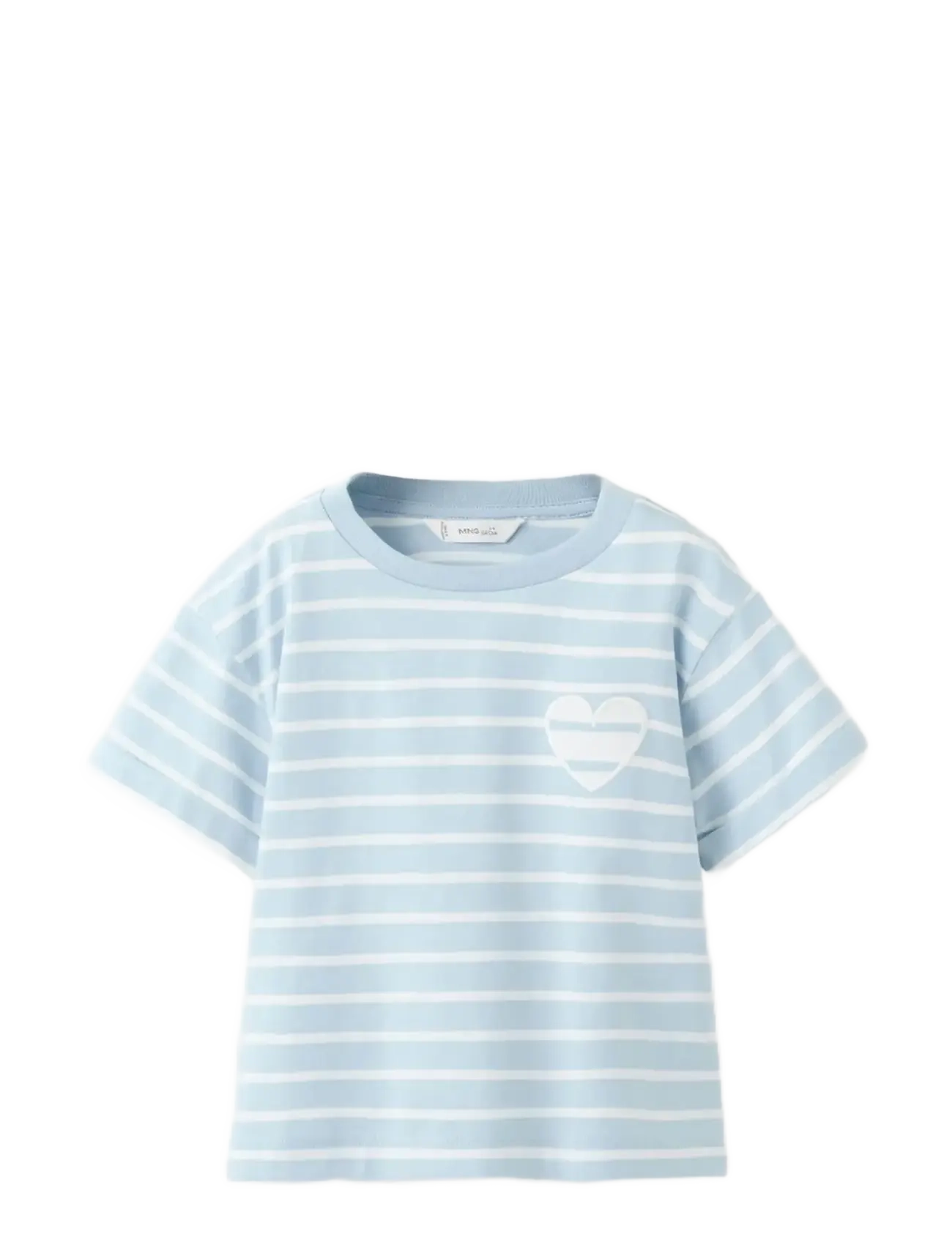 Mango Striped t-shirt with embroidered detail - Kortærmede T-shirts - LT-PASTEL BLUE / blue
