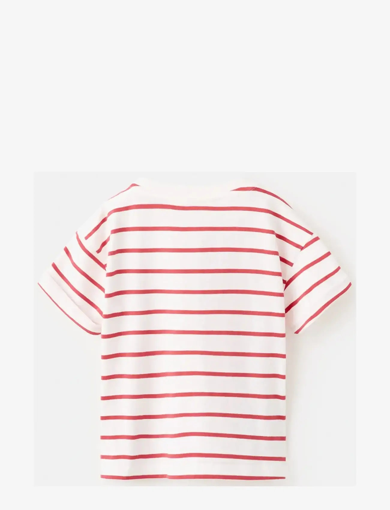 Mango - Striped T-shirt with floral embroidery - kortærmede t-shirts - red - 1