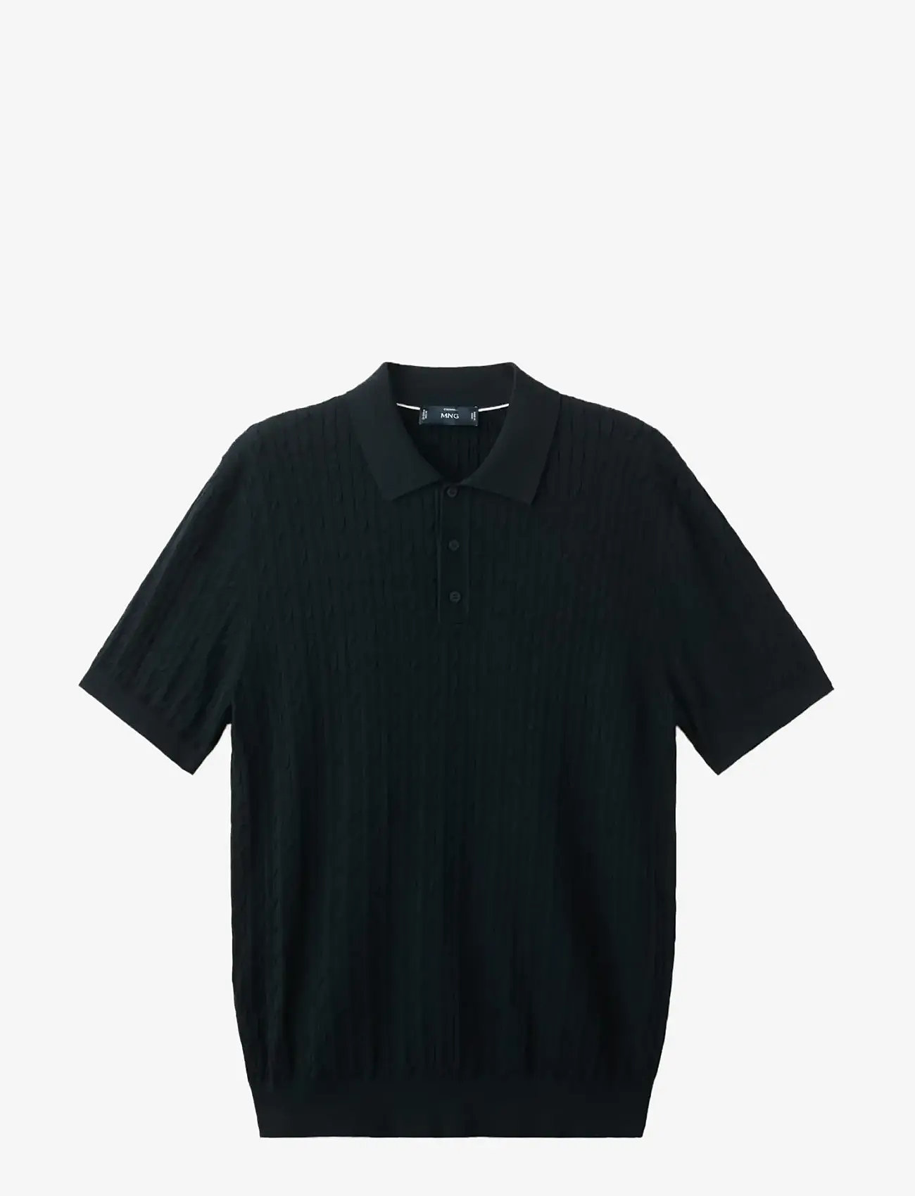Mango - 100% cotton braided knitted polo shirt - laveste priser - dark blue - 1