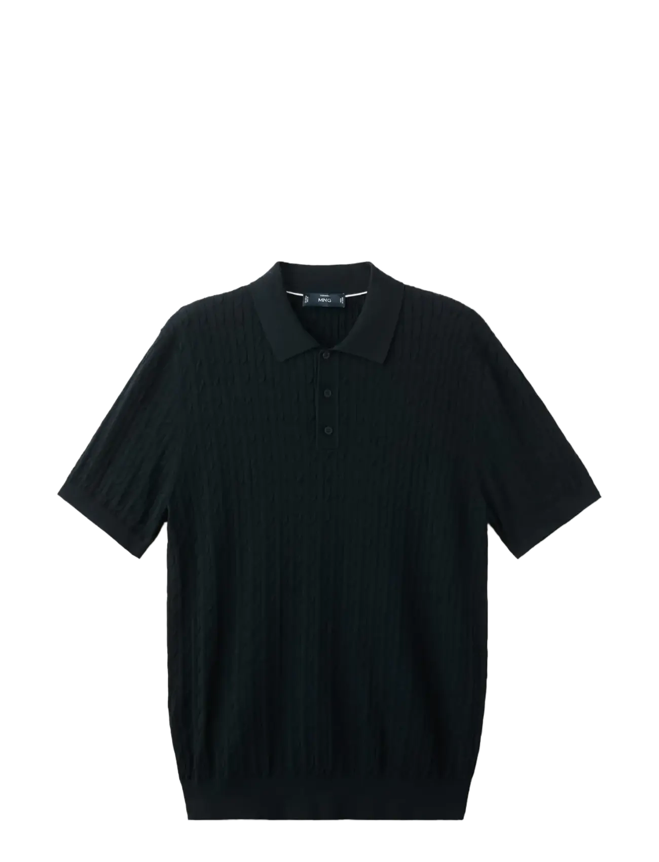 Mango 100% cotton braided knitted polo shirt - Kläder - DARK BLUE / navy