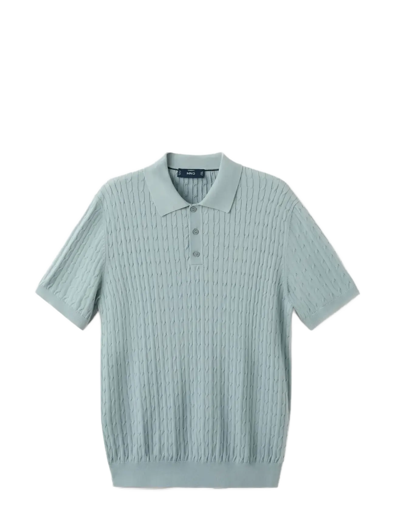 Mango 100% cotton braided knitted polo shirt - Kläder - TURQUOISE - AQUA / blue
