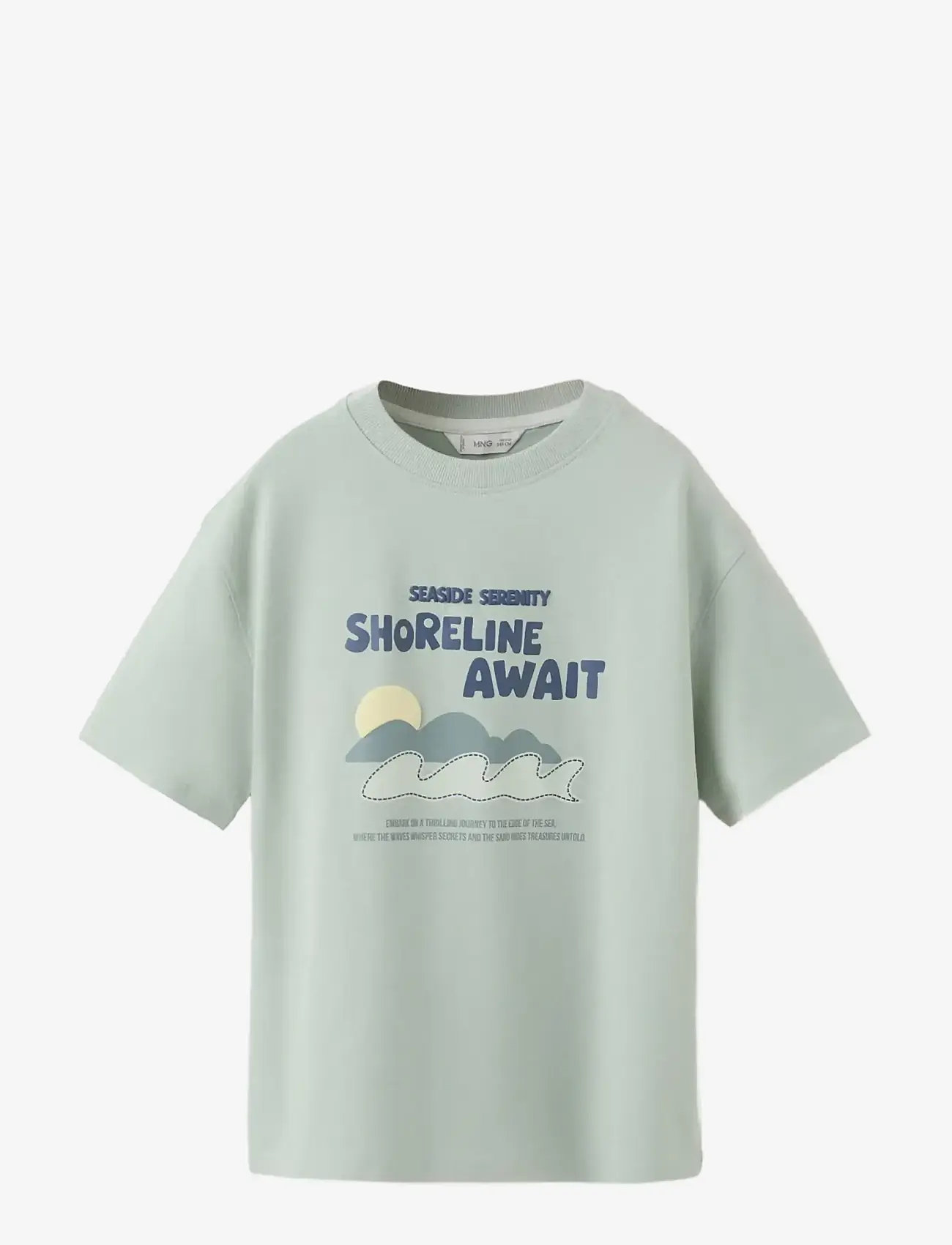 Mango - Printed cotton-blend t-shirt - kortærmede t-shirts - turquoise - aqua - 0