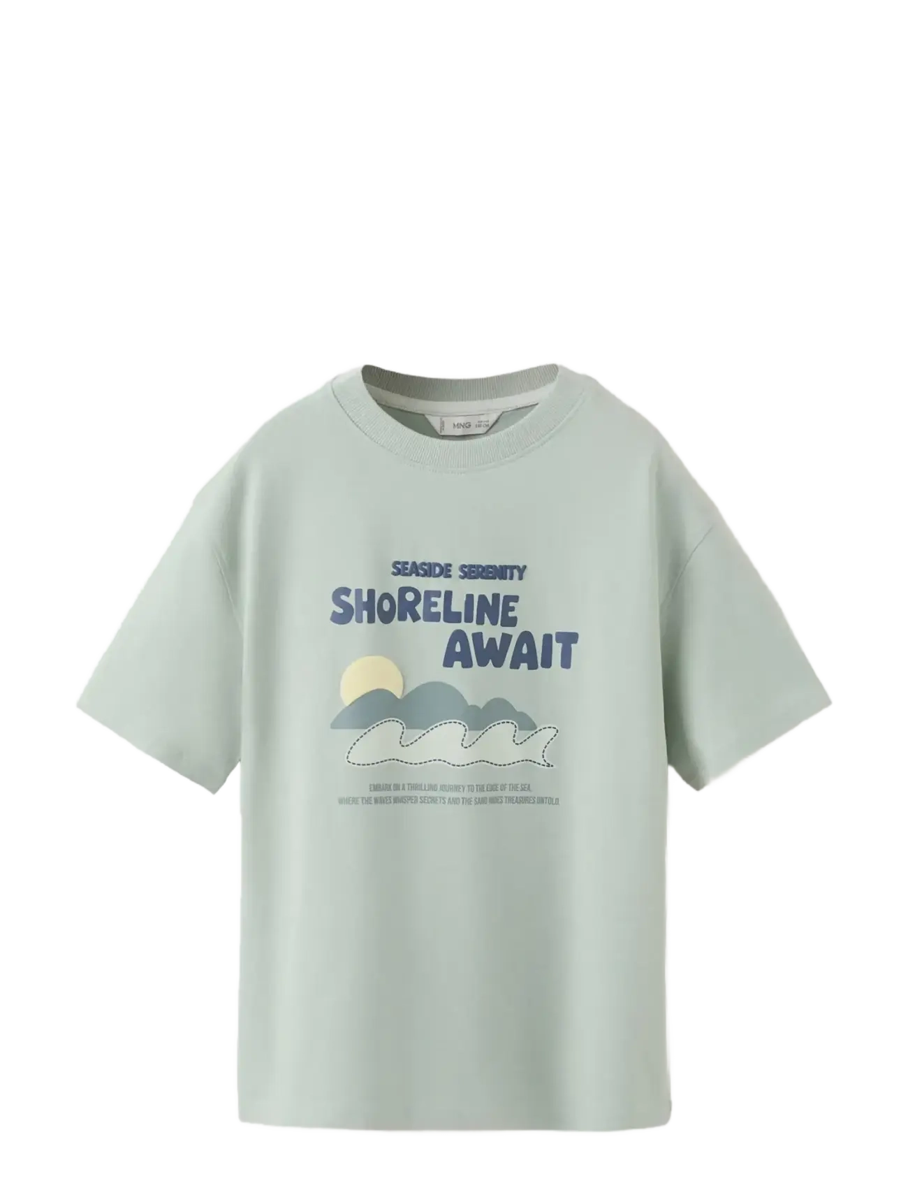 Mango Printed cotton-blend t-shirt - Tøj - TURQUOISE - AQUA / green