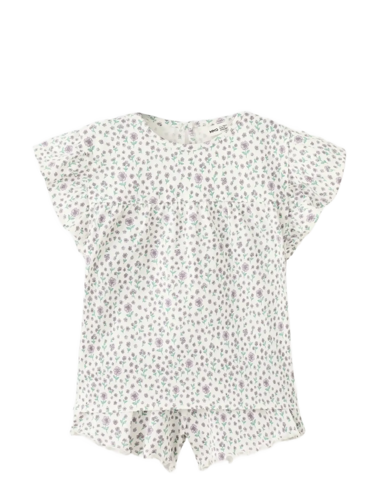 Mango Floral Print Short Pyjama Set, 4-5, Pyjamas, Weiß - Sets, Kinder