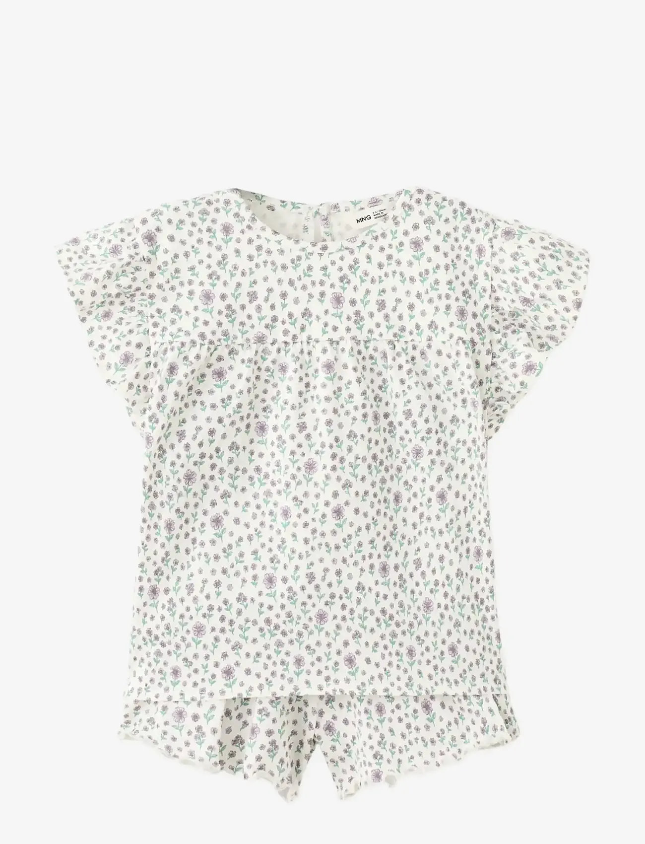 Mango - Floral print short pyjama set - pyjamassæt - natural white - 0