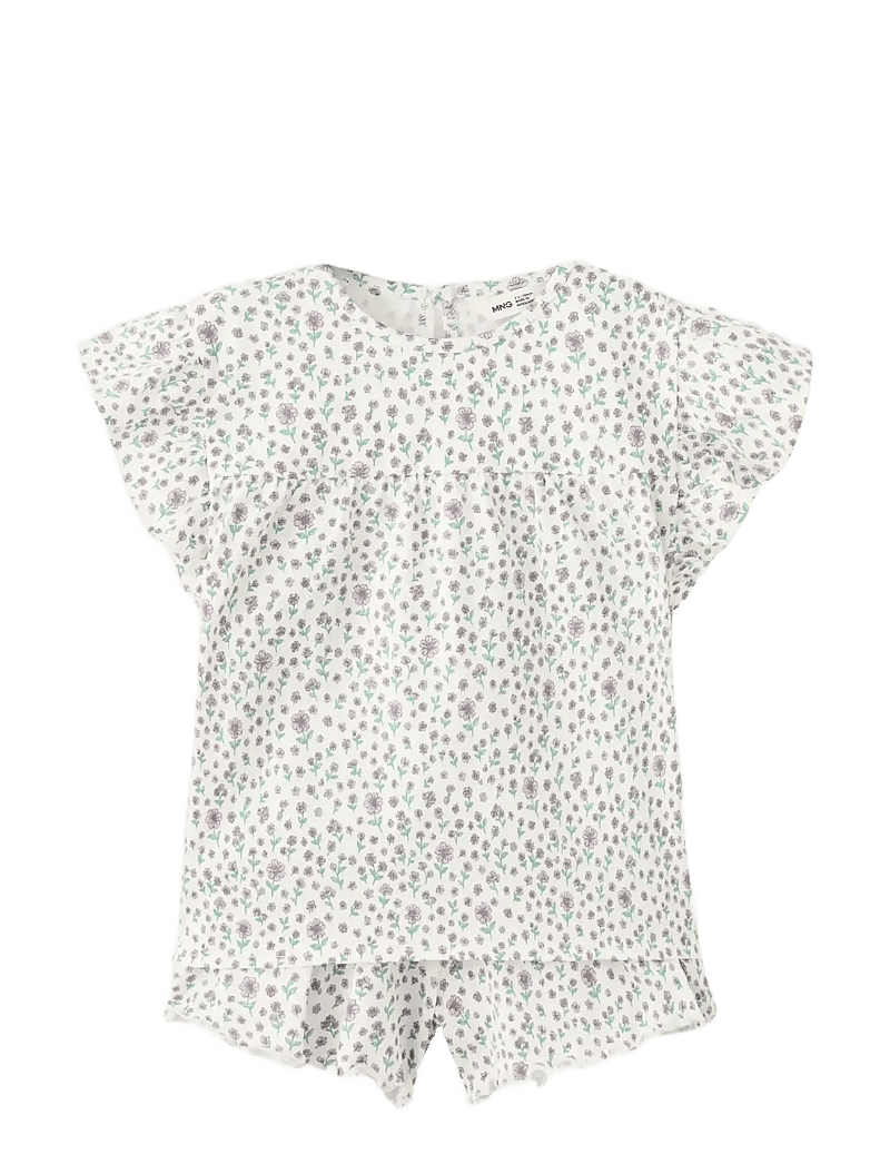 Mango - Floral print short pyjama set - pyjamassæt - natural white - 0
