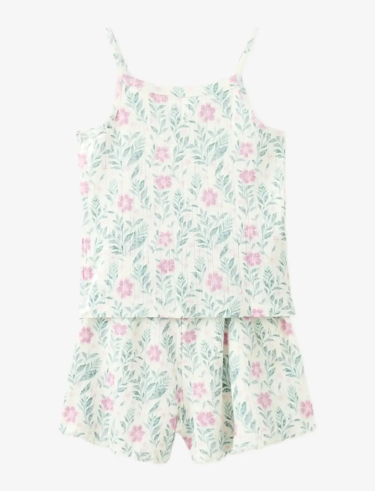 Mango - Floral print short pyjama set - pyjamassæt - natural white - 0