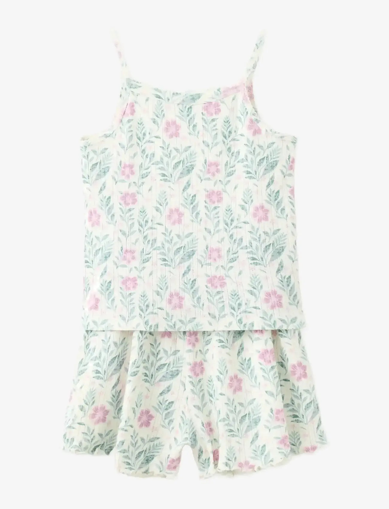 Mango - Floral print short pyjama set - pyjamassæt - natural white - 1