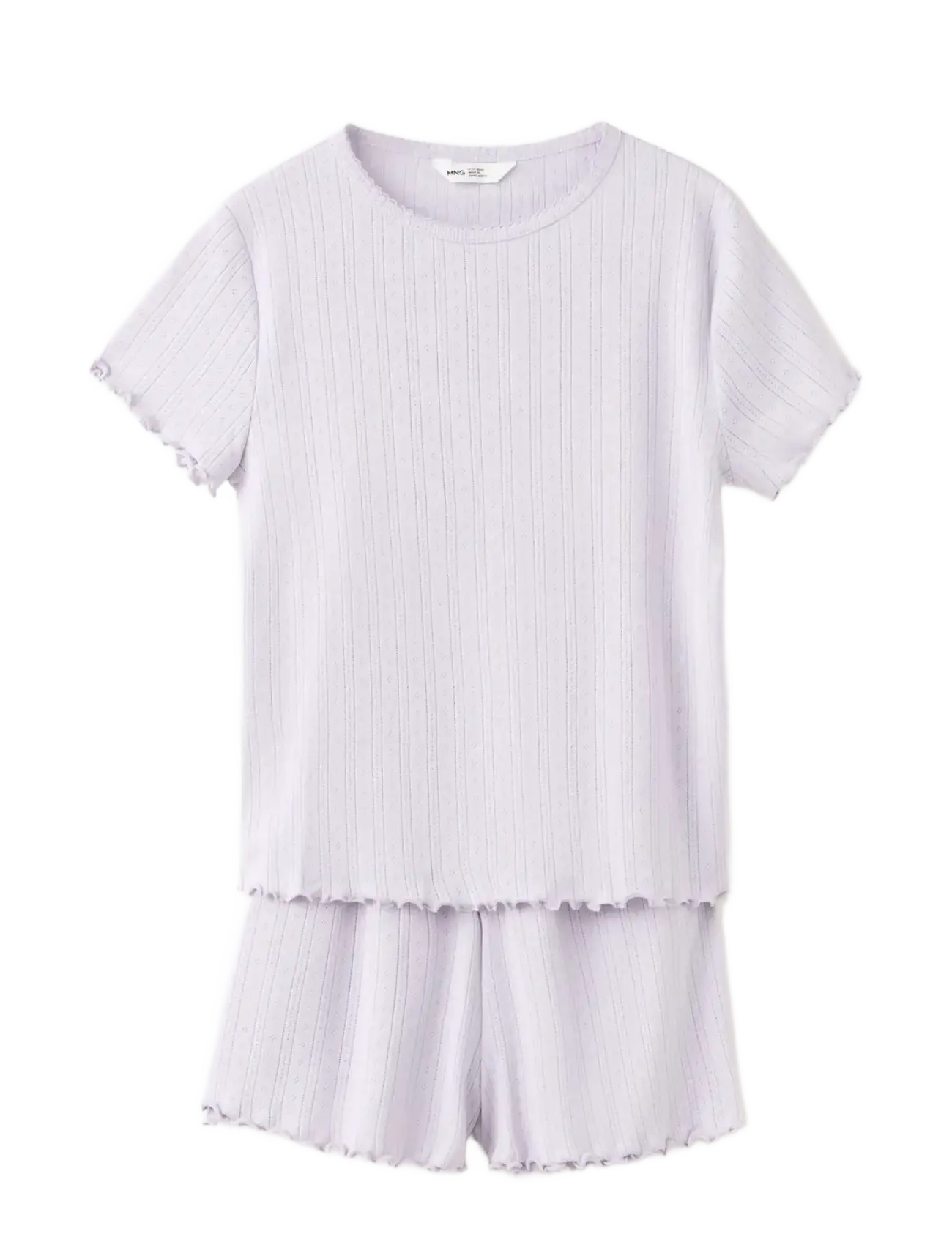 Mango Short Ribbed Pyjama, 13-14, Pyjamas, Lila - Pyjama Sets, Kinder