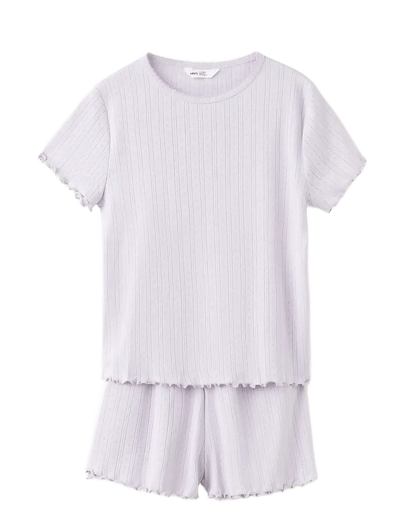 Mango - Short ribbed pyjama - pyjamasset - lt-pastel purple - 0