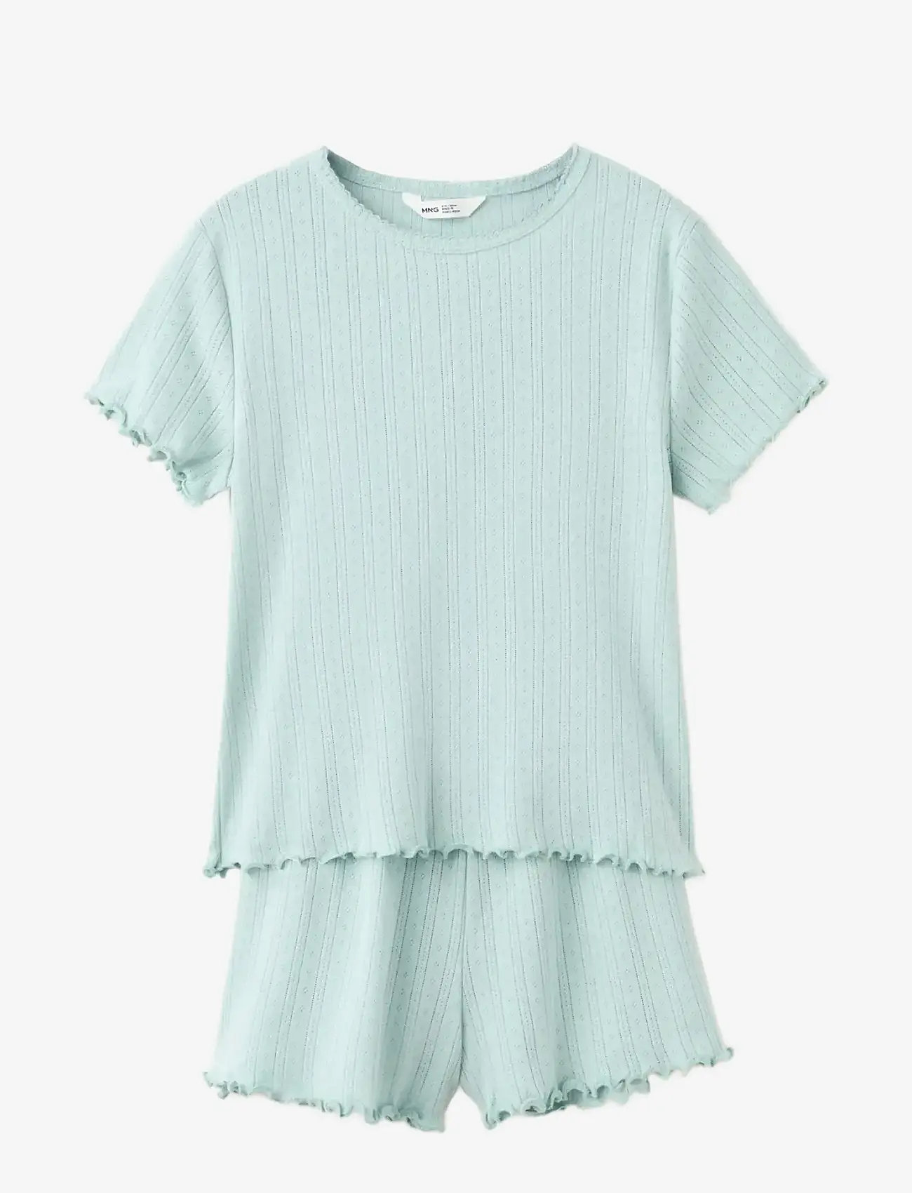 Mango - Short ribbed pyjama - pyjamassæt - turquoise - aqua - 0