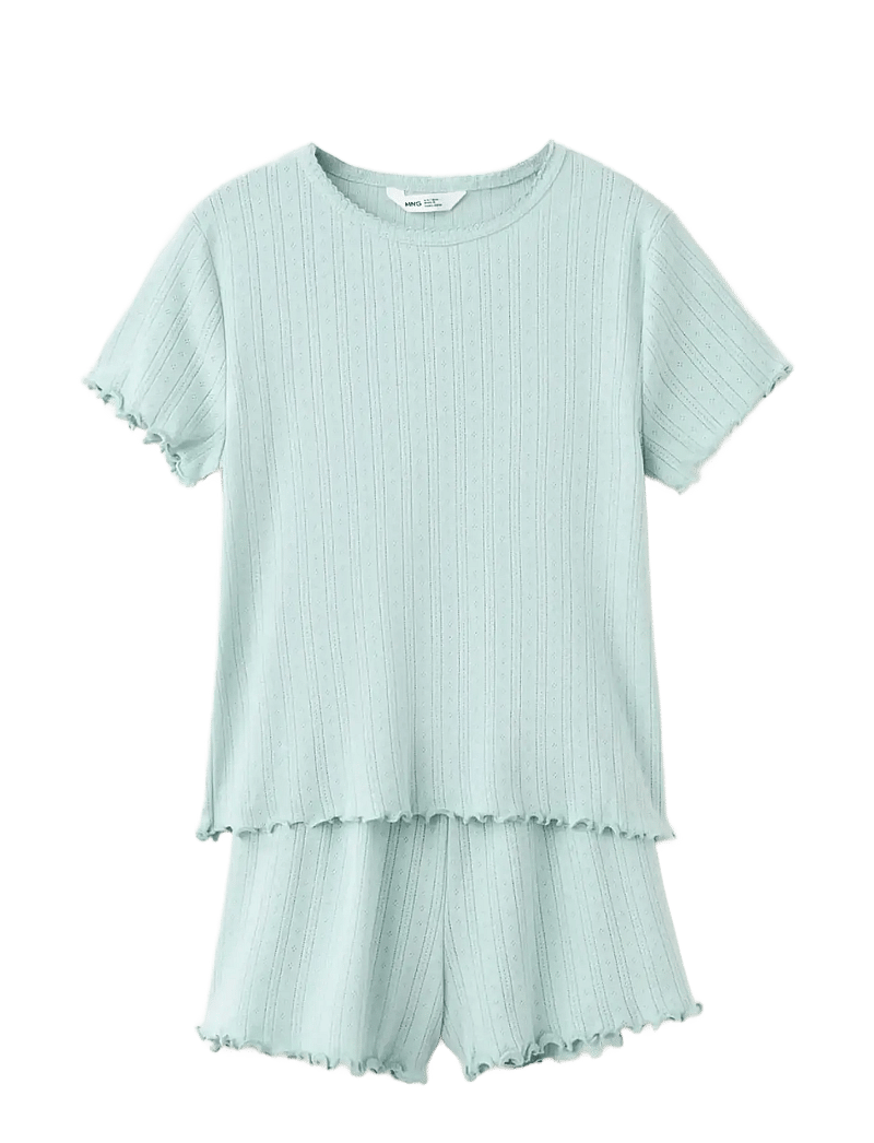 Mango - Short ribbed pyjama - pyjamassæt - turquoise - aqua - 0