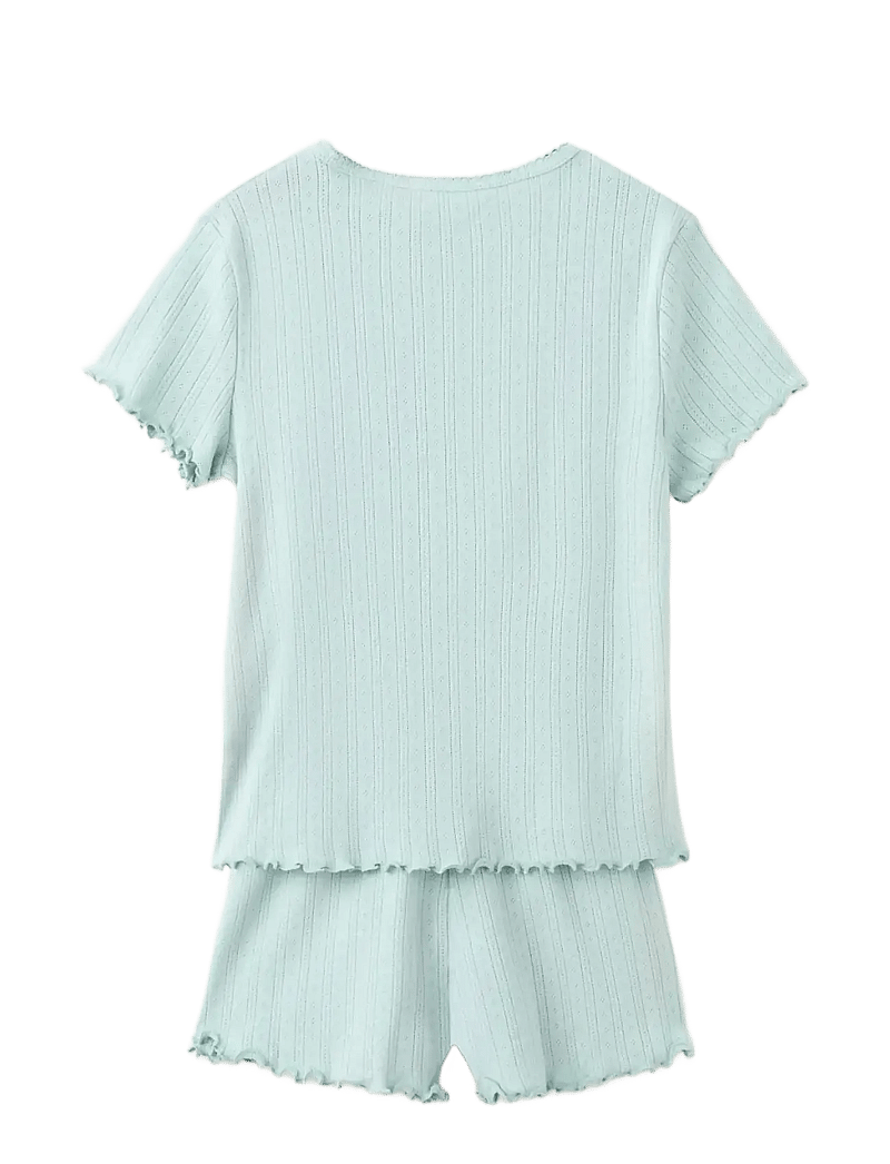Mango - Short ribbed pyjama - pyjamassæt - turquoise - aqua - 1