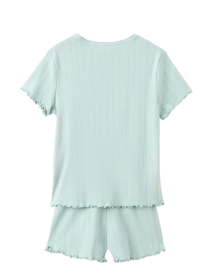 Mango - Short ribbed pyjama - pyjamasset - turquoise - aqua - 1
