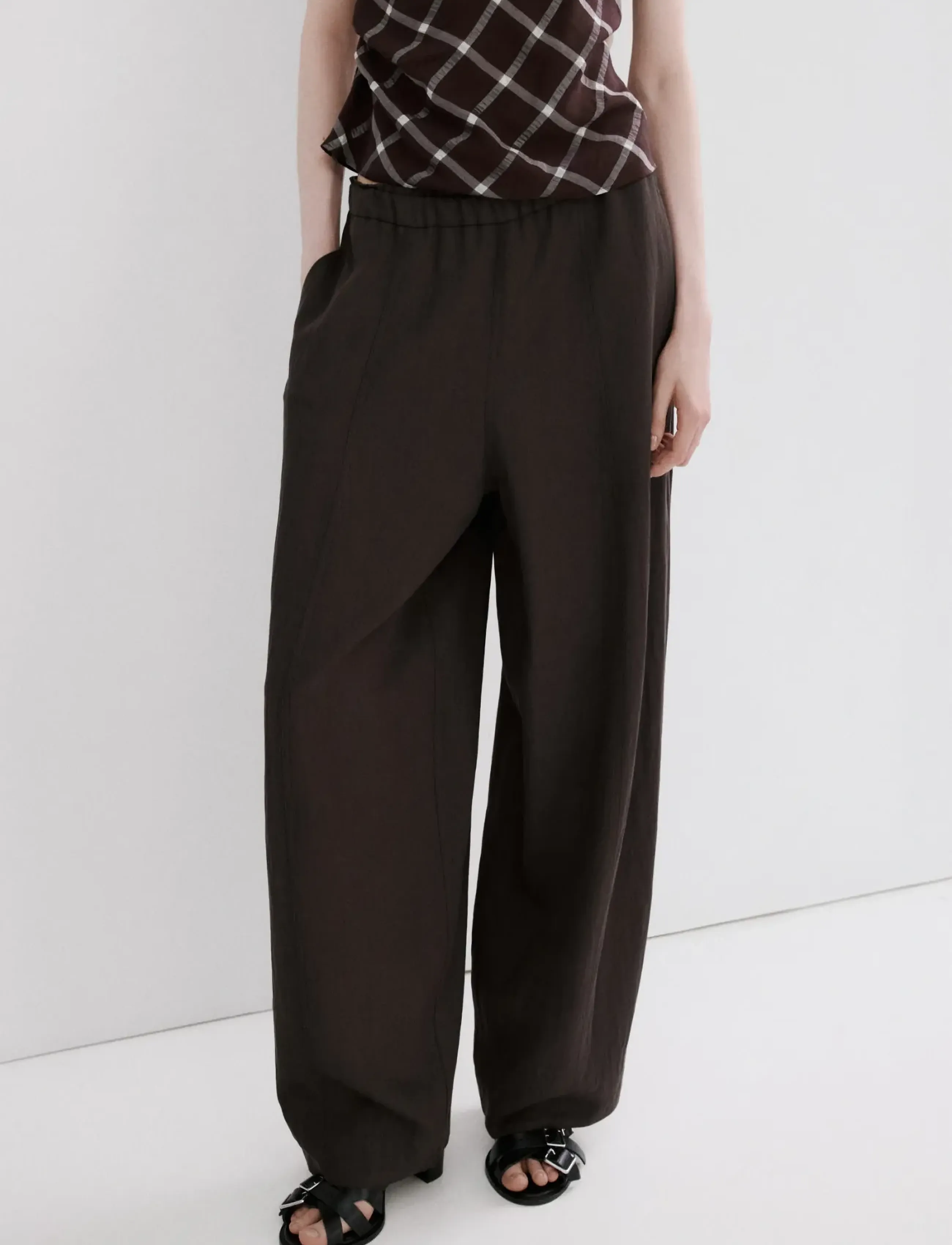 Mango Mid-rise lyocell trousers - Bukser med lige ben - MEDIUM PURPLE / brown