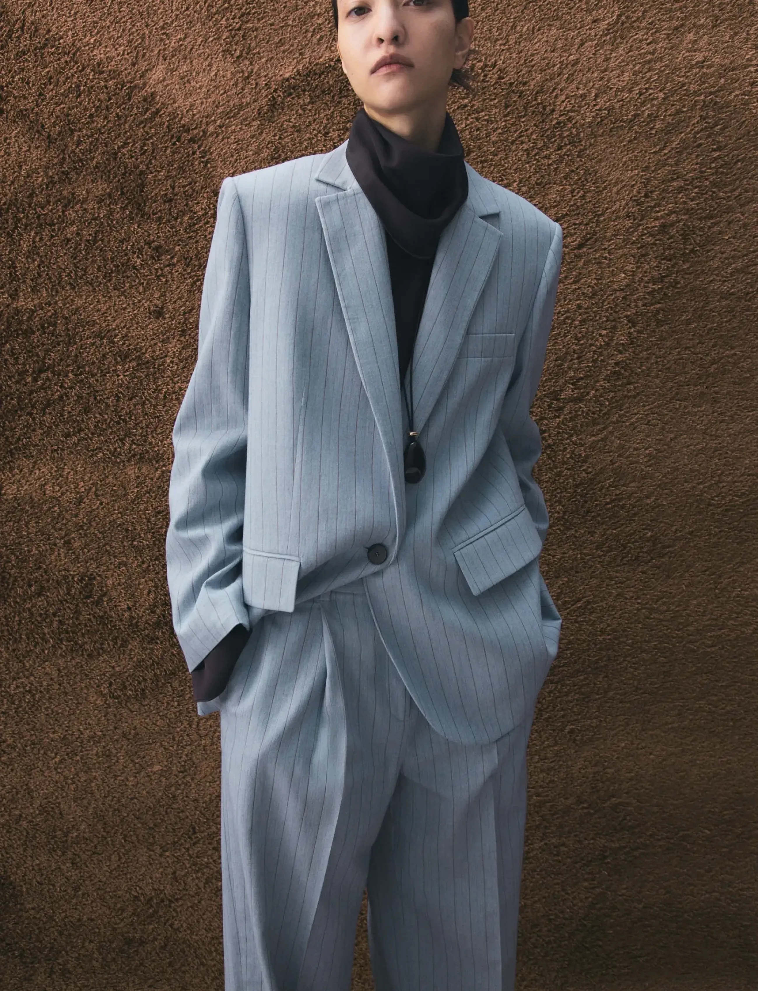 Mango Pinstripe Suit Blazer, XL, Blue, Blazere > Enkeltradede Blazere, Dame