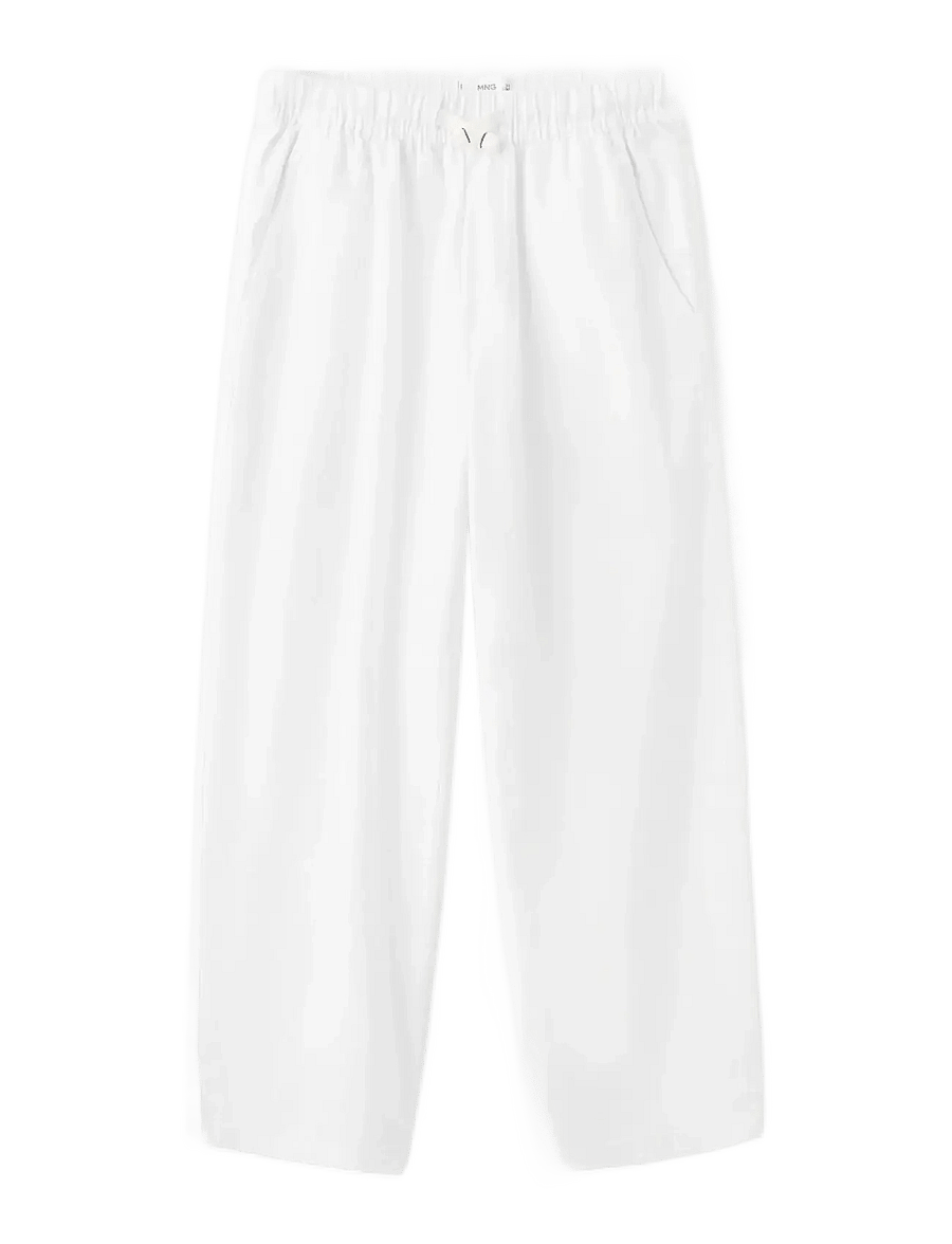Mango - Cotton linen-blend trousers - bukser - white - 0
