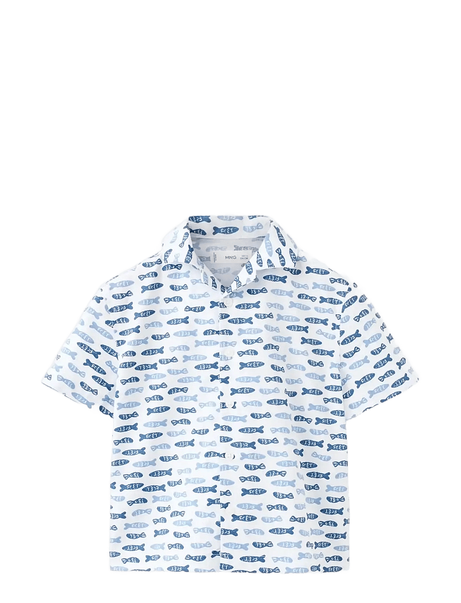 Mango - Printed short-sleeved shirt - kortærmede skjorter - lt-pastel blue - 0