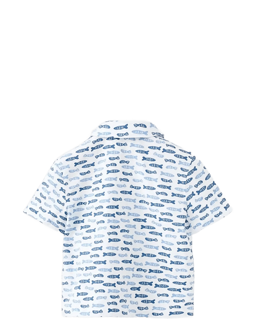 Mango - Printed short-sleeved shirt - kortærmede skjorter - lt-pastel blue - 1
