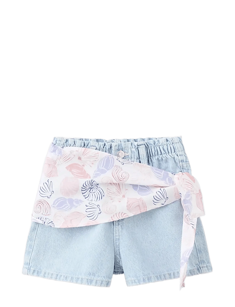 Mango - Scarf detail multi-position shorts - jeansshorts - open blue - 0