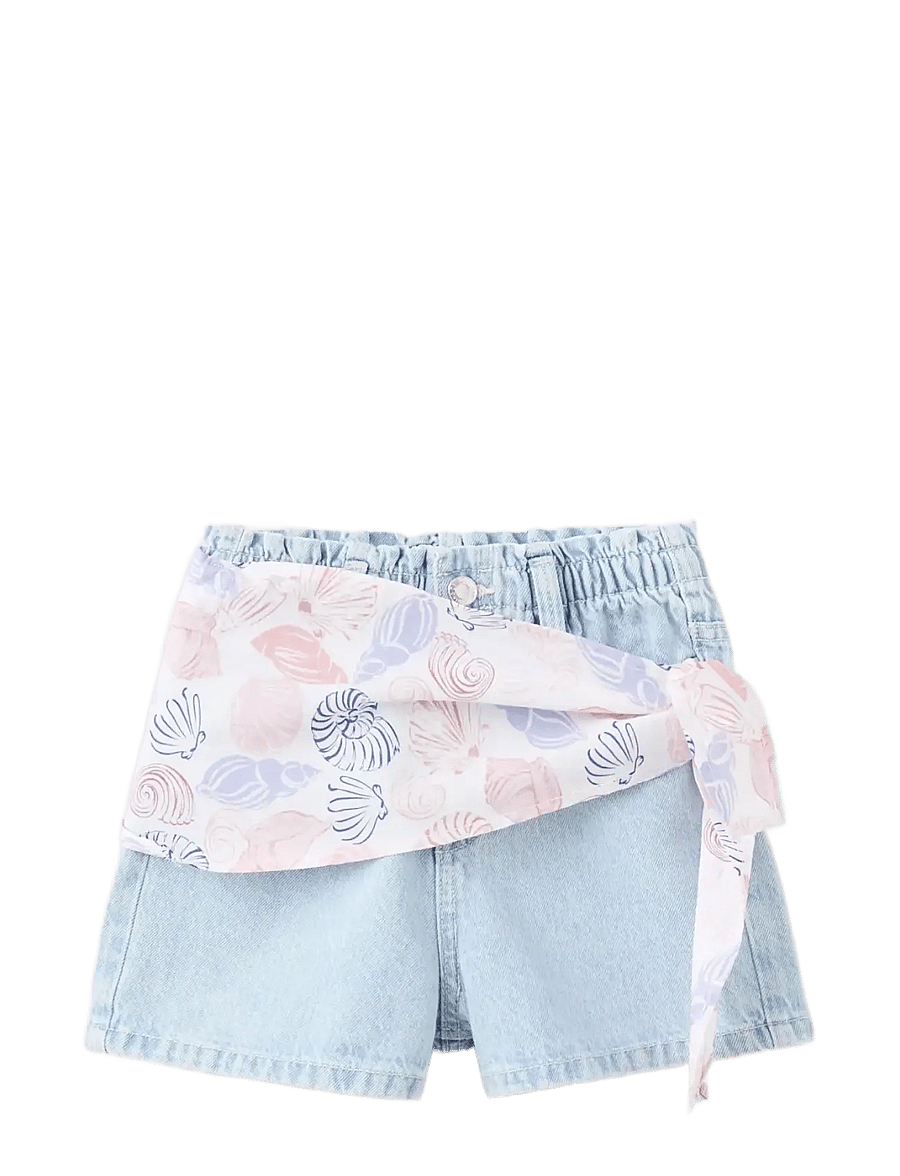 Mango - Scarf detail multi-position shorts - denimshorts - open blue - 0