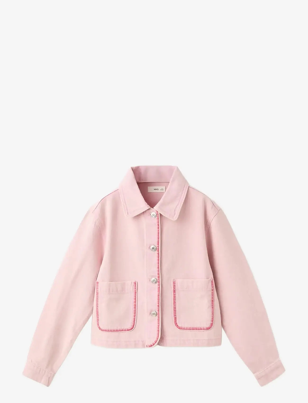 Mango - Denim jacket with embroidered details - jeansjackor - pink - 0