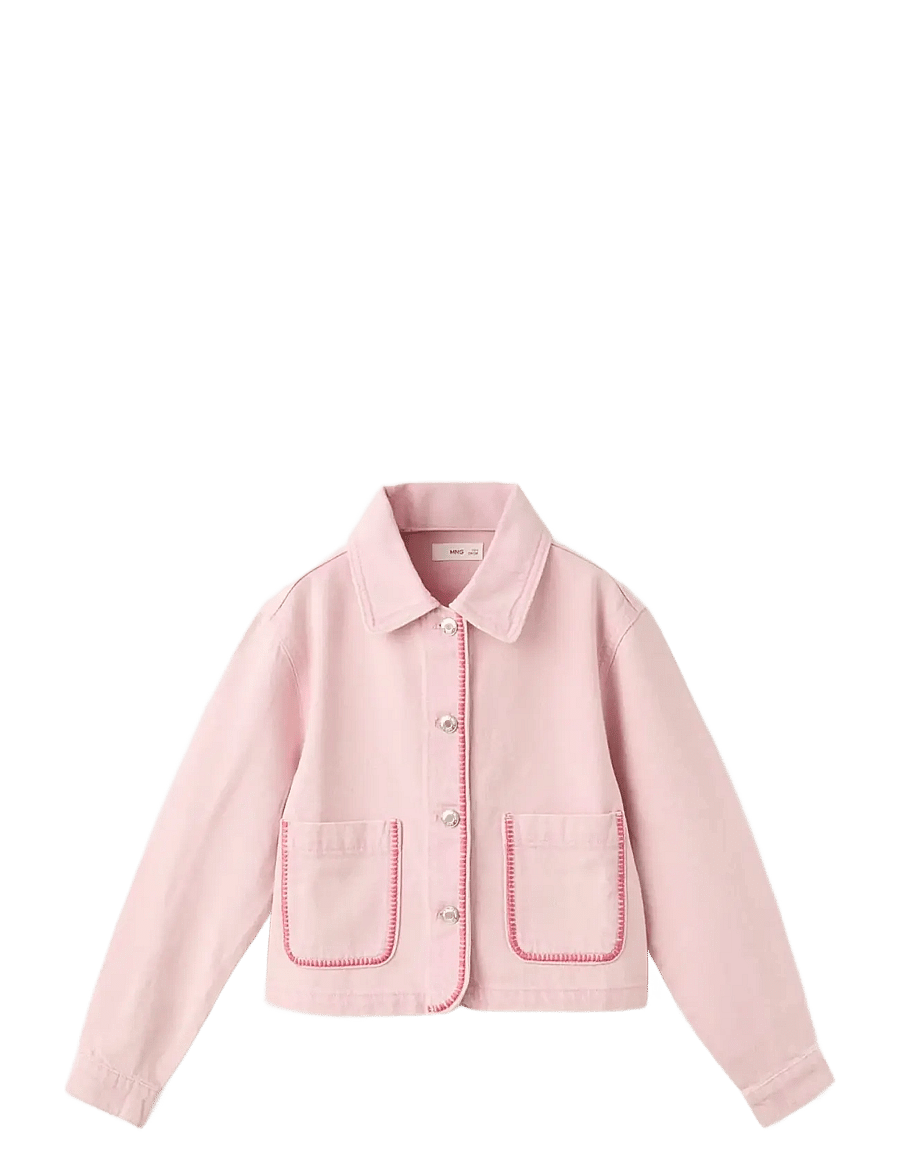 Mango - Denim jacket with embroidered details - jeansjacken - pink - 0