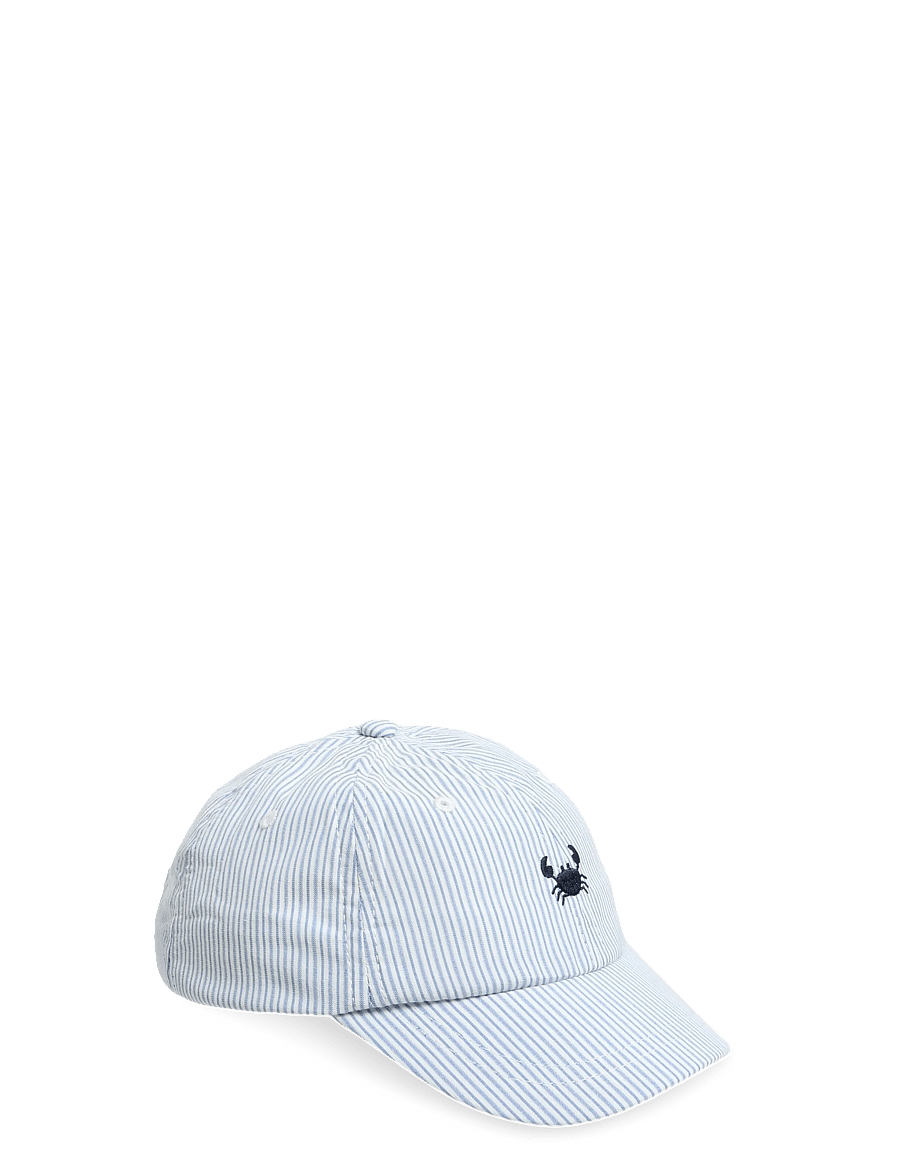 Mango - Striped cap with embroidery detail - kasketter & caps - lt-pastel blue - 0