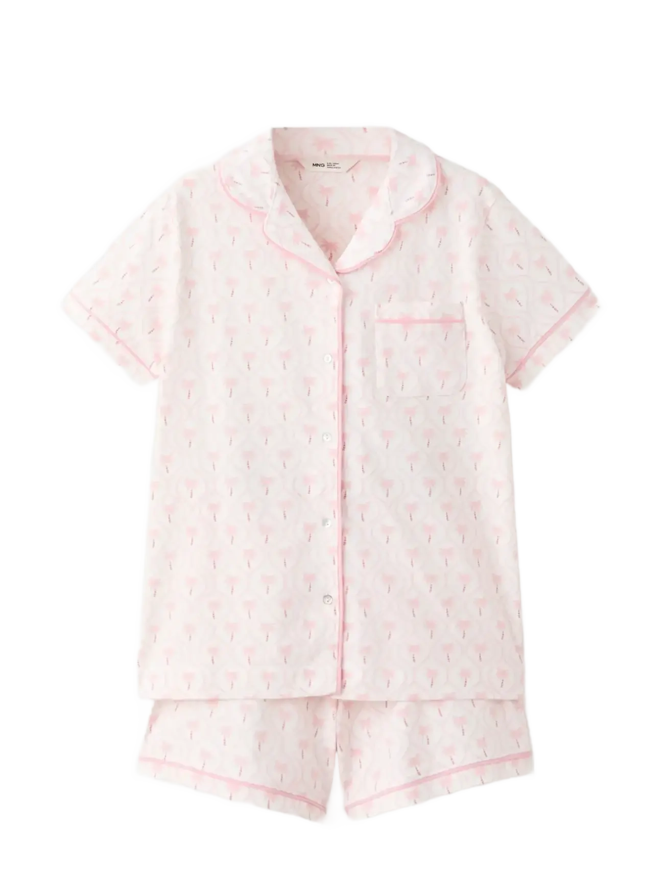 MANGO Palm Tree Print Kurz Pyjama Set Pink - 9-10 - Kinder