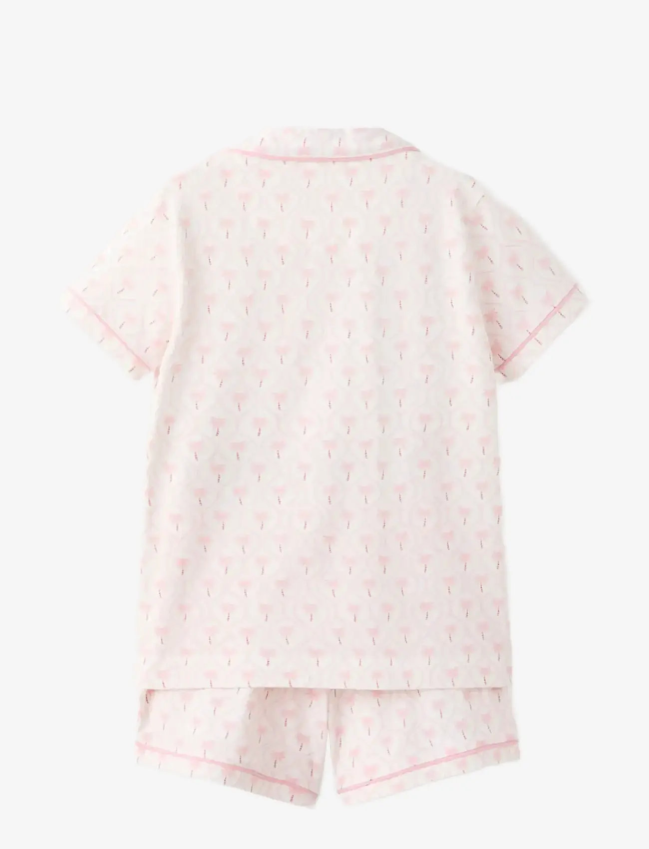 Mango - Palm tree print short pyjama set - pyjamasset - pink - 1