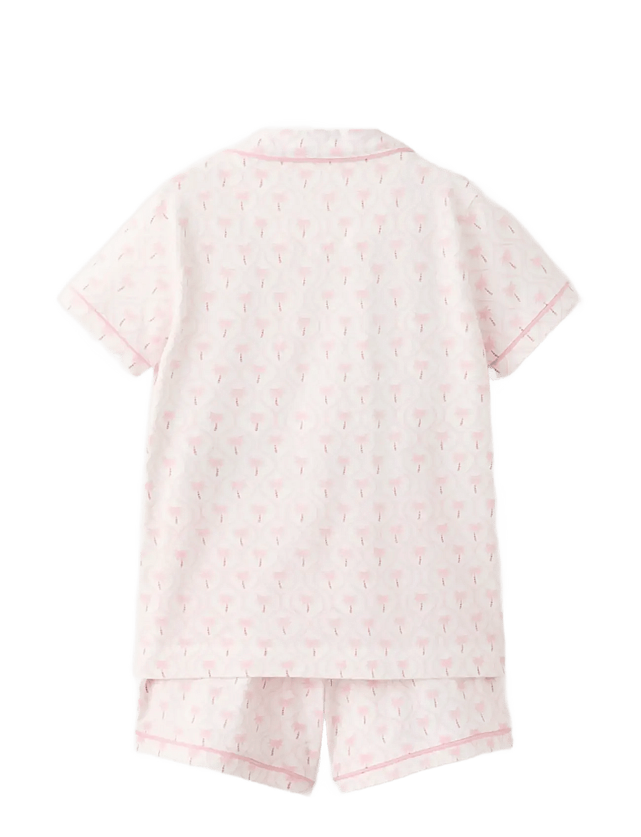 Mango - Palm tree print short pyjama set - pyjamassæt - pink - 1