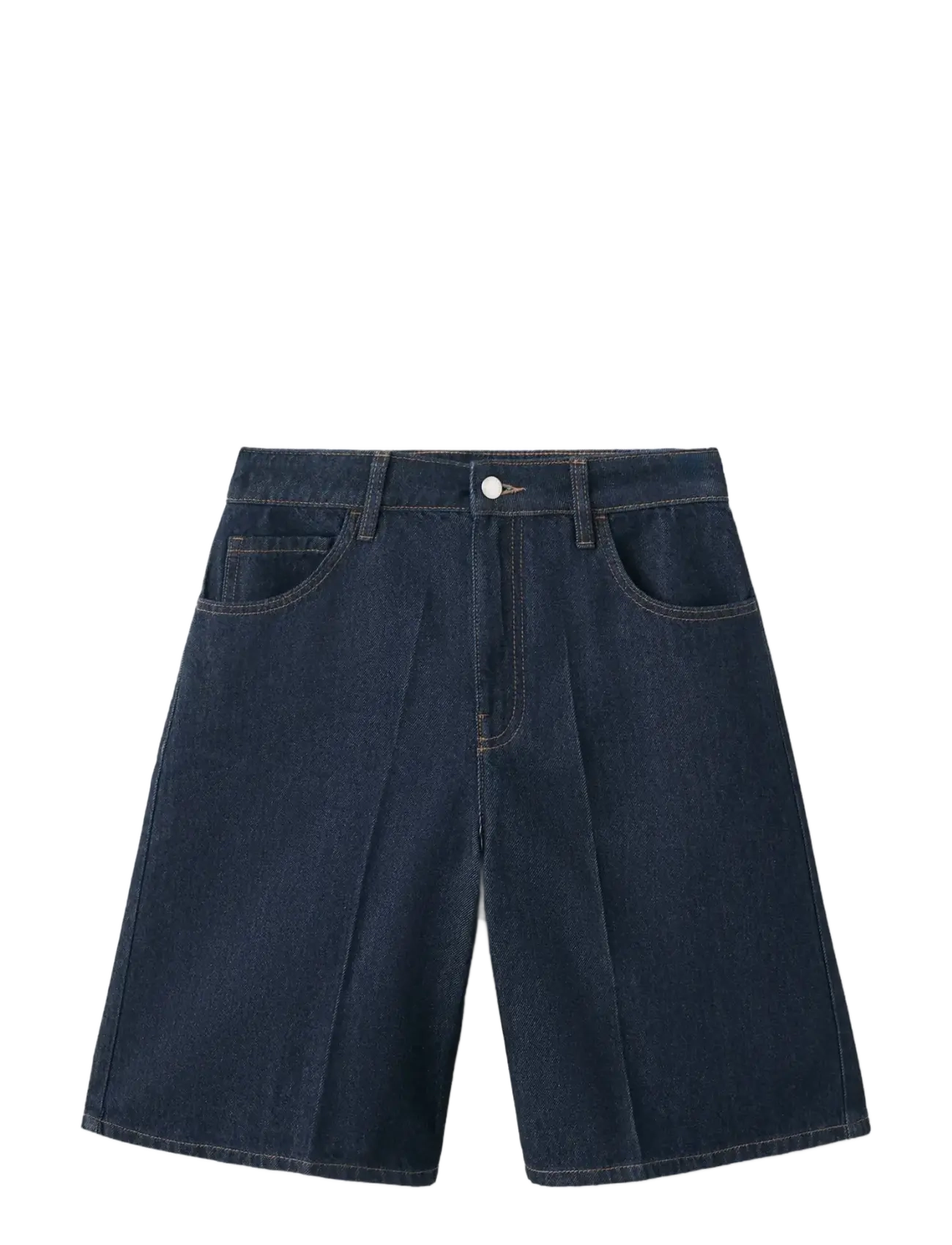 Mango High-waist straight-fit denim shorts - Shorts - OPEN BLUE / navy