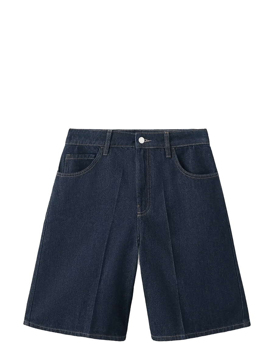 Mango - High-waist straight-fit denim shorts - jorts - open blue - 1