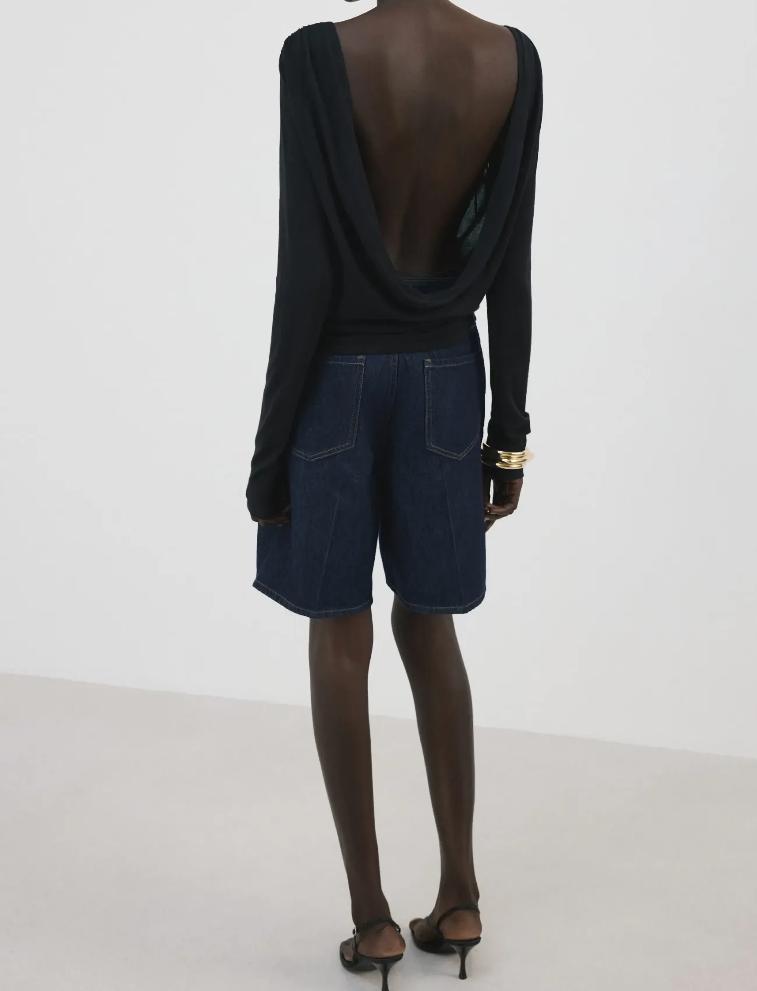 Mango - High-waist straight-fit denim shorts - jorts - open blue - 2