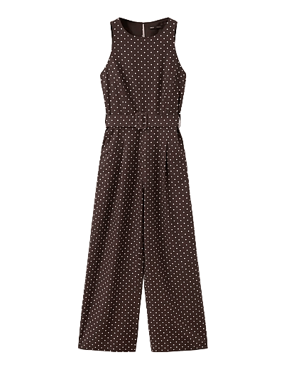 Linen Jumpsuit With Polka-Dot Belt