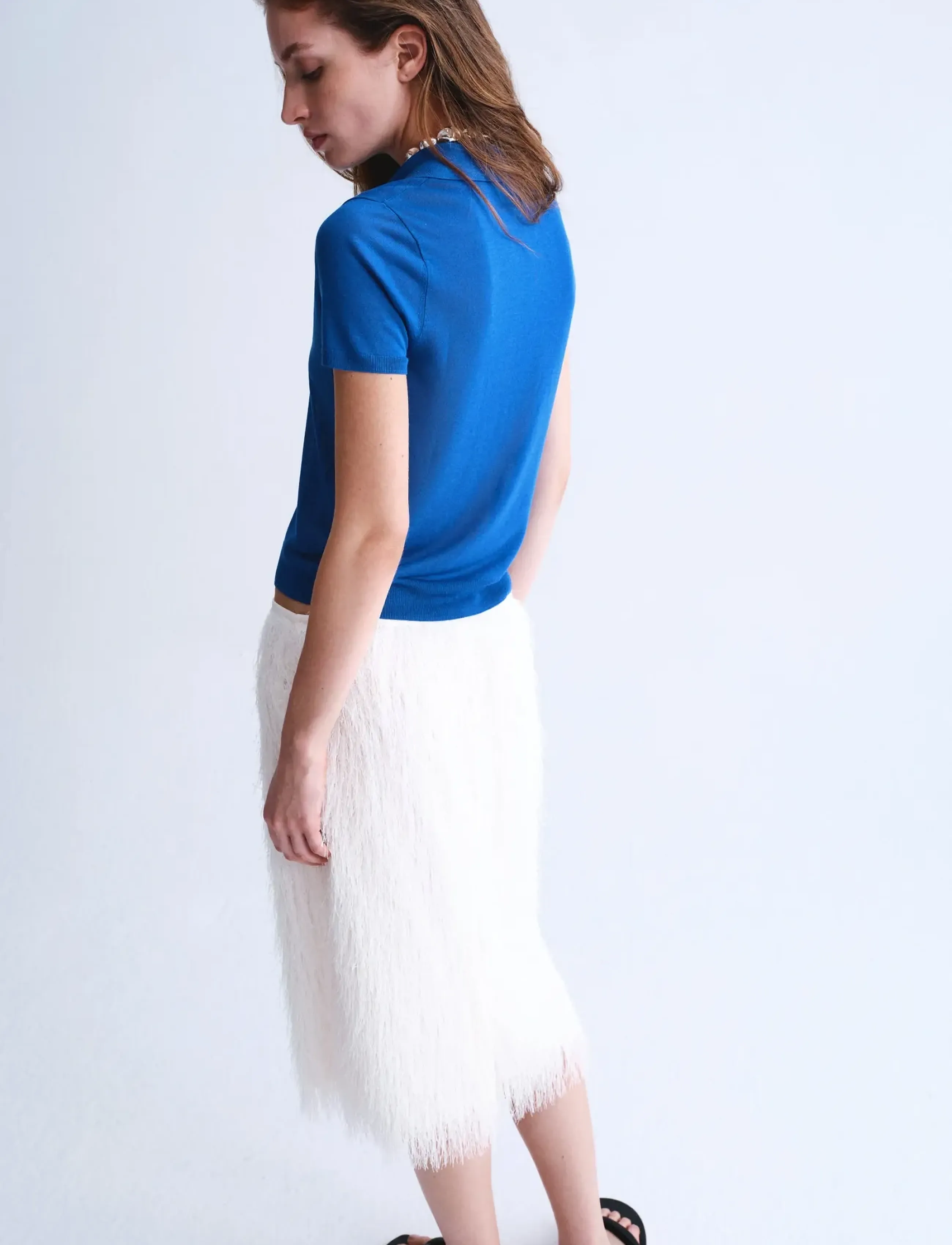 MANGO Fine-Knit Lyocell Polo Shirt blusar dam – bild 2