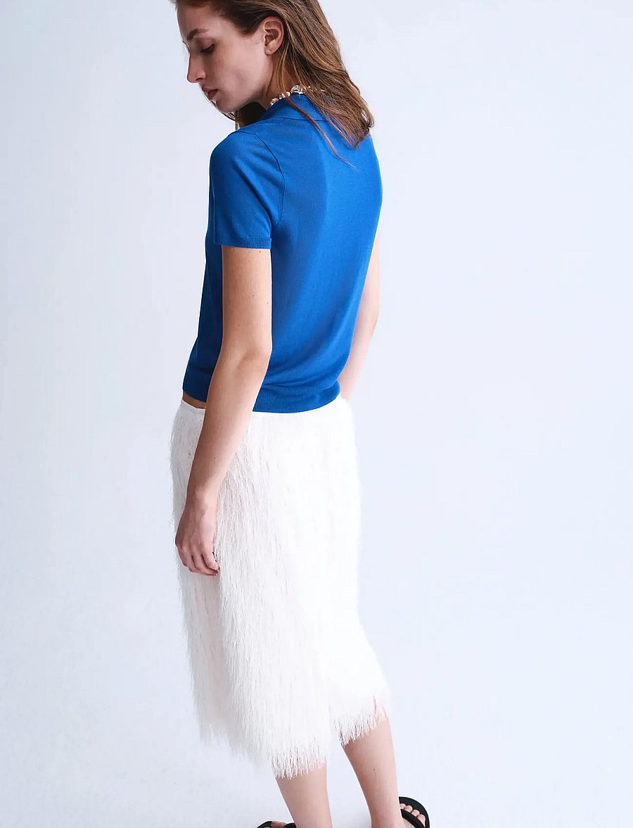 Mango - Fine-knit lyocell polo shirt - poloer - lt-pastel blue - 2
