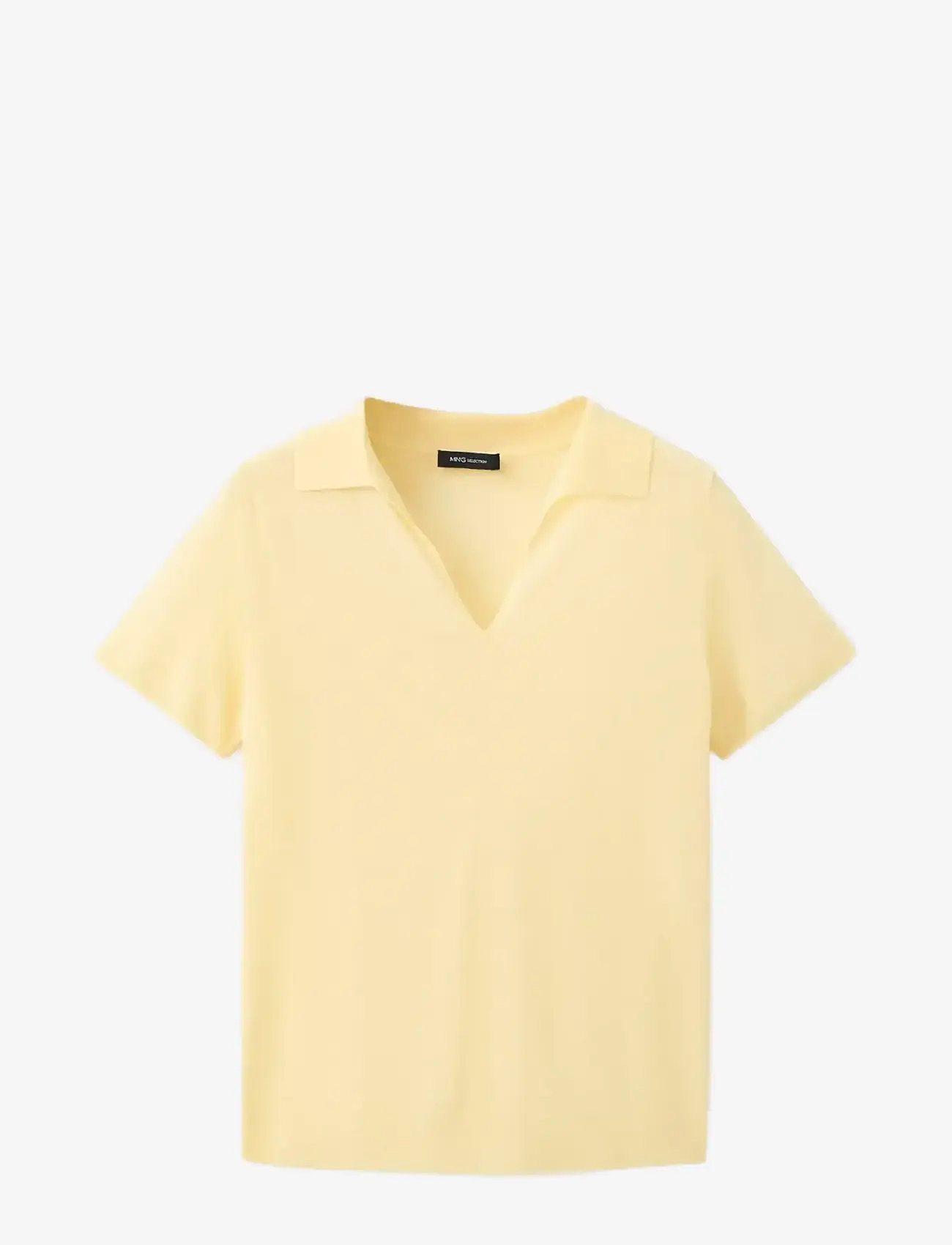 Mango - Fine-knit lyocell polo shirt - poloer - yellow - 1