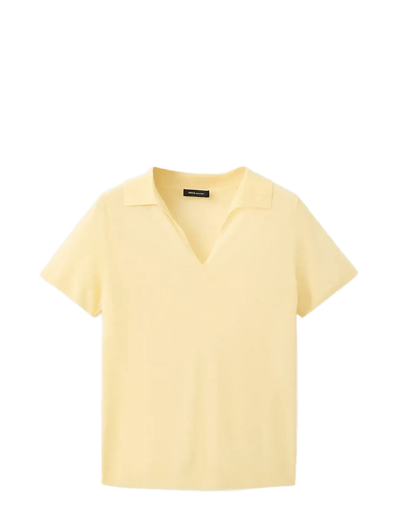 Mango - Fine-knit lyocell polo shirt - poloer - yellow - 1