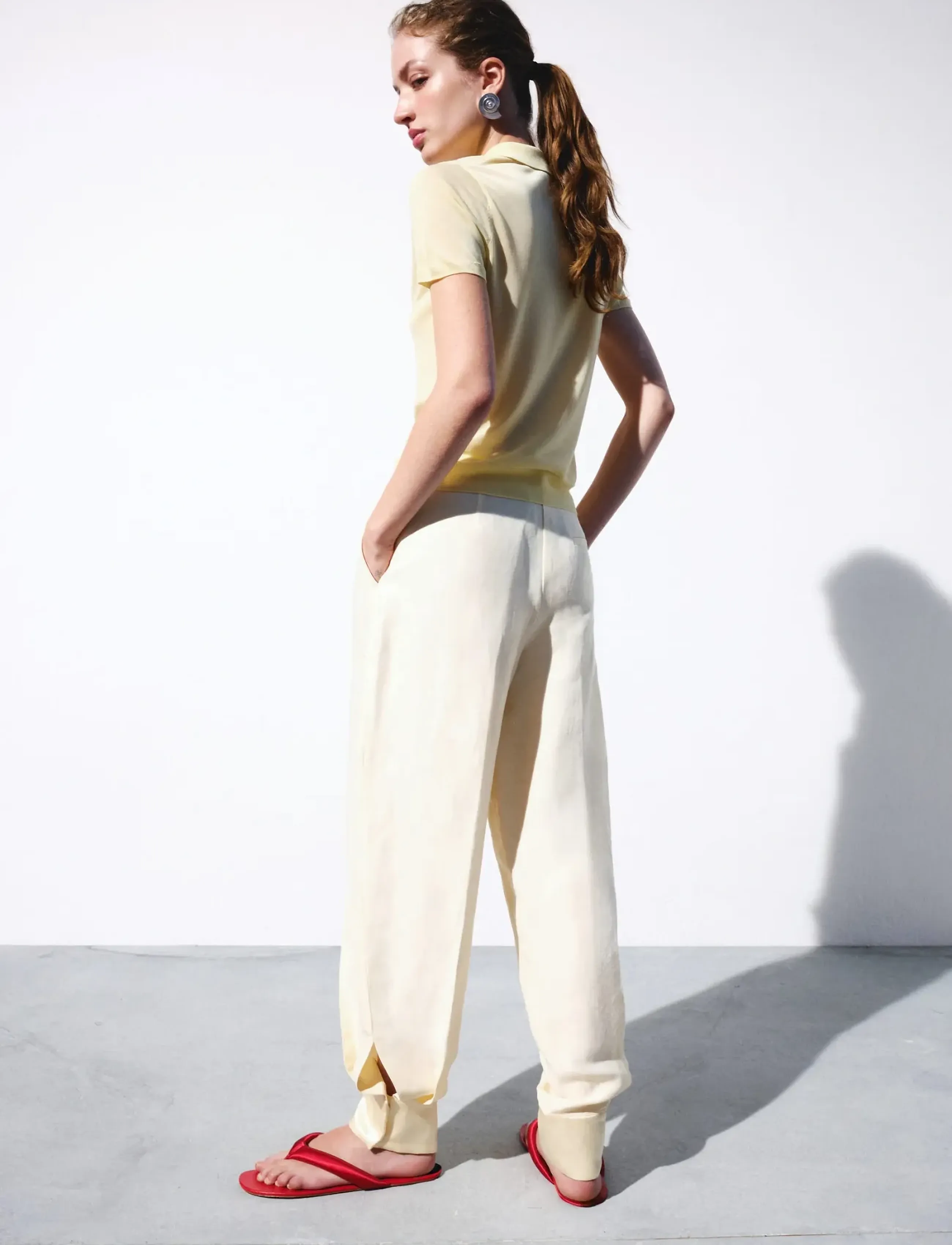 Mango - Fine-knit lyocell polo shirt - poloer - yellow - 2