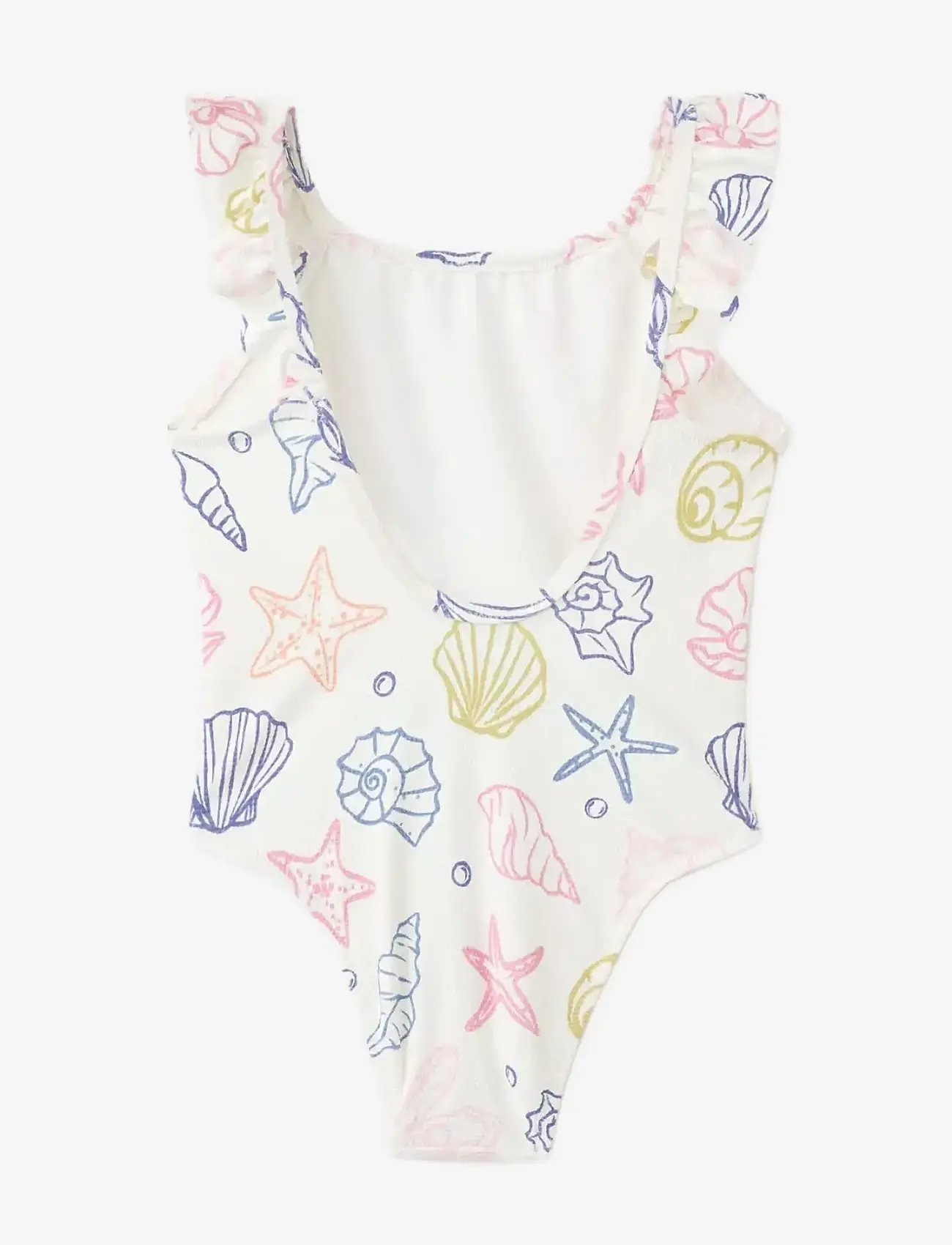 Mango - Navy print swimsuit with ruffles - bikinis - white - 1