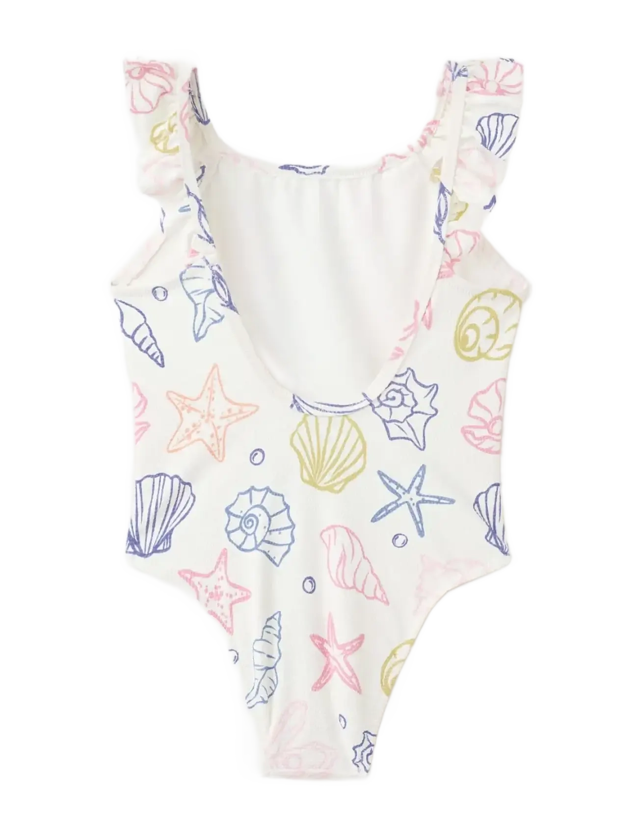 Mango - Navy print swimsuit with ruffles - sommerschnäppchen - white - 1