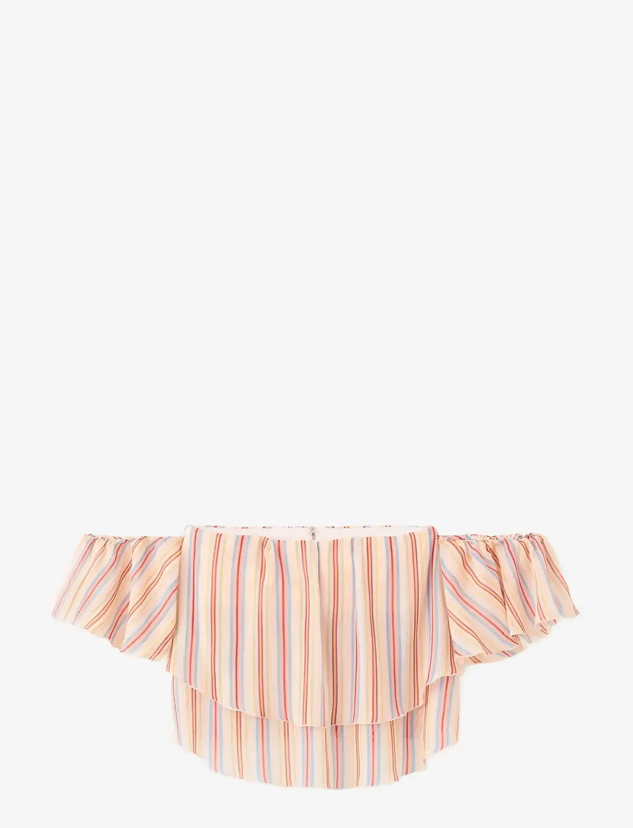 Mango - Ruffles stripe-patterned blouse - Ærmeløse bluser - light beige - 1