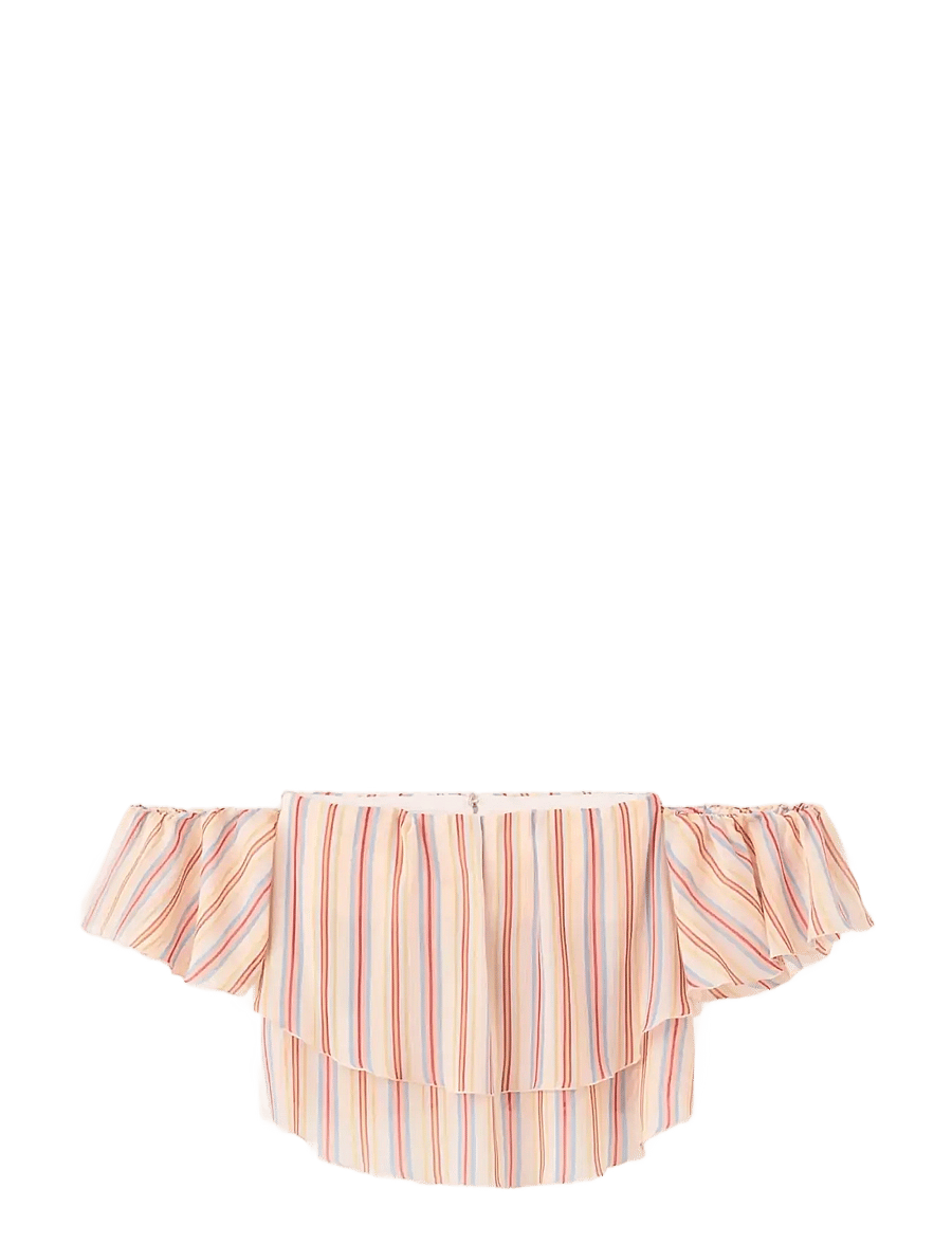 Mango - Ruffles stripe-patterned blouse - Ærmeløse bluser - light beige - 1