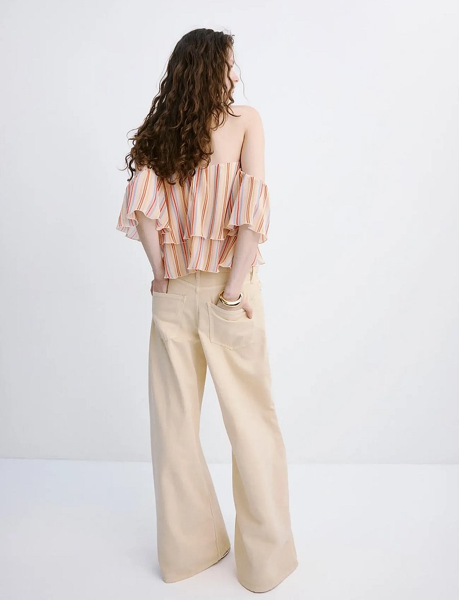 Mango - Ruffles stripe-patterned blouse - Ærmeløse bluser - light beige - 2