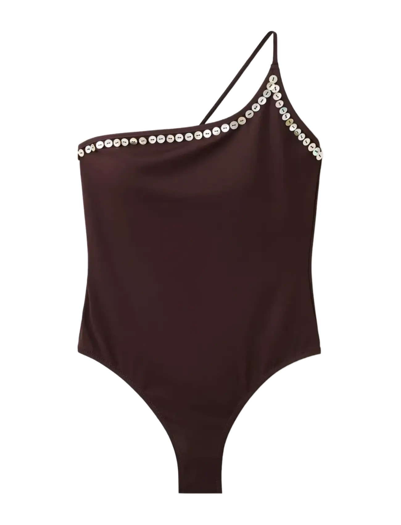 Mango Asymmetric button swimsuit - Nyheter - DARK BROWN / brown