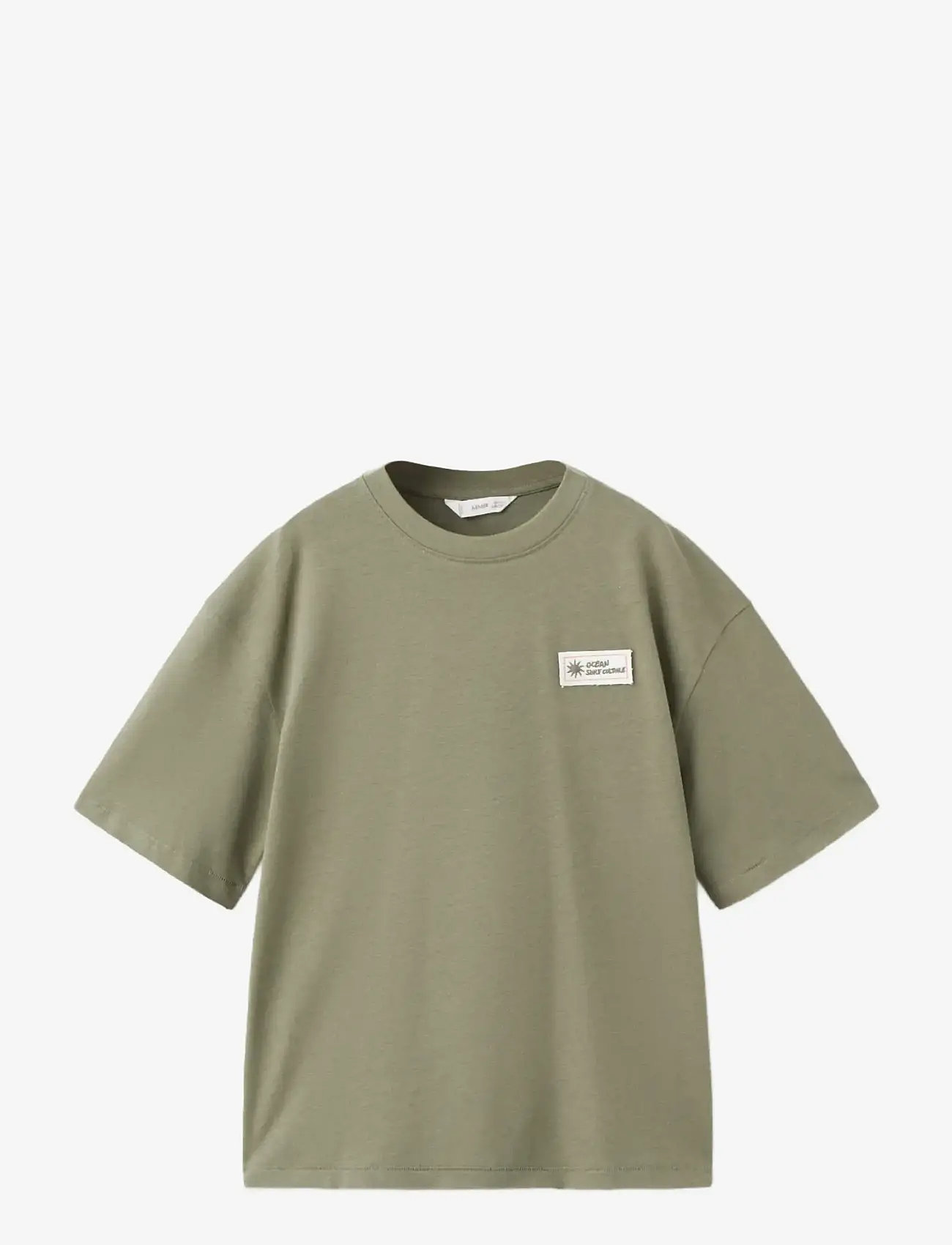 Mango - Oversized cotton-linen T-shirt - kortærmede skjorter - dark green - 1